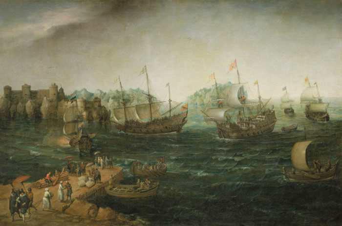Hendrik Cornelisz. Vroom Ships trading in the East. oil painting image
